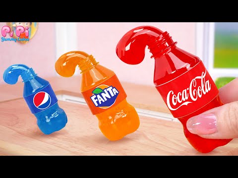 Jelly Bottle Challenge👋Making Miniature COCA or PEPSI or FANTA Honey Jelly Recipe💕Pipi Yummy Cake