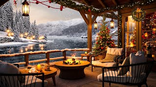 Christmas Jazz Instrumental Music with Crackling Fireplace 🎄 Cozy Christmas Coffee Shop Ambience