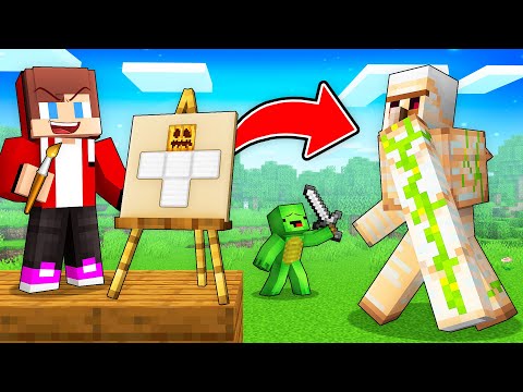 JJ Trolled Mikey with DRAWING MOD in Super Mob Battle in Minecraft (Maizen)