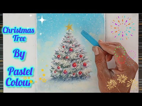 How to draw christmas tree by pastels colour.