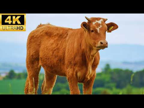 RELAXING COW VIDEO - COWS GRAZING PEACEFULLY IN THE FIELD | Video of Cow Farm