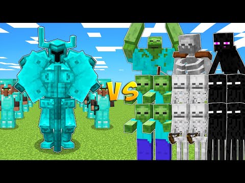 DIAMOND ARMY vs ZOMBIES, SKELETONS & ENDERMEN