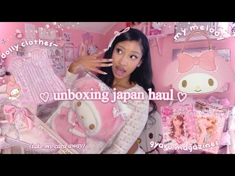 unboxing huge girly japan haul ♡ my melody, gyaru magazines, cute try-ons (mercari japan)