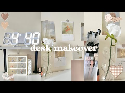 aesthetic desk makeover🤍|organizing stationery,minimal inspired