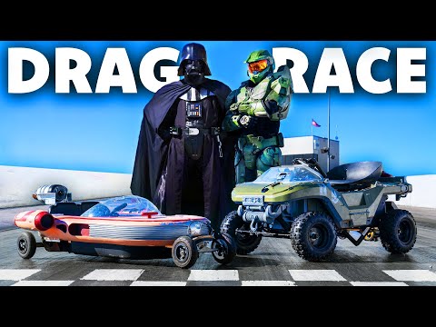 Drag Racing My HALO Warthog vs STAR WARS Jet Speeder (70 MPH)