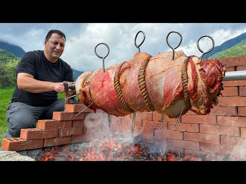 Tender Beef Roll With Cheese Baked On A Fire! Crispy Crust With Cheese Inside