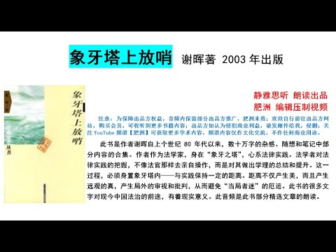 【肥洲书籍】谢晖 象牙塔上放哨(象牙塔的法理学与中国的司法实践)【较完整版】