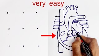 3X3 dots turns into Human Heart Diagram drawing class 10 science biology