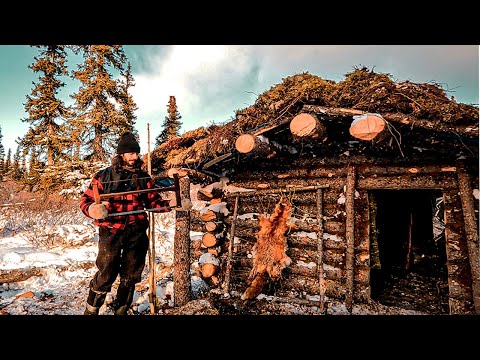 46 Day Bushcraft Log Cabin Build, Surviving On Wild Game Only | ASMR