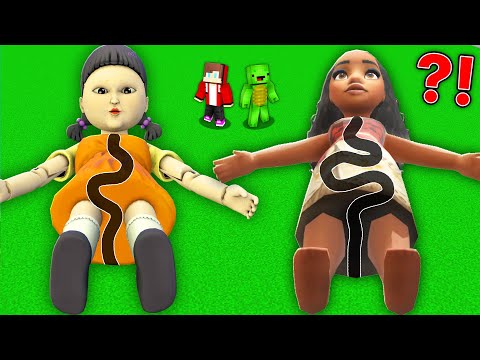 JJ and Mikey Found CURSED MAZE inside MOANA vs SQUID GAME DOLL in Minecraft Maizen