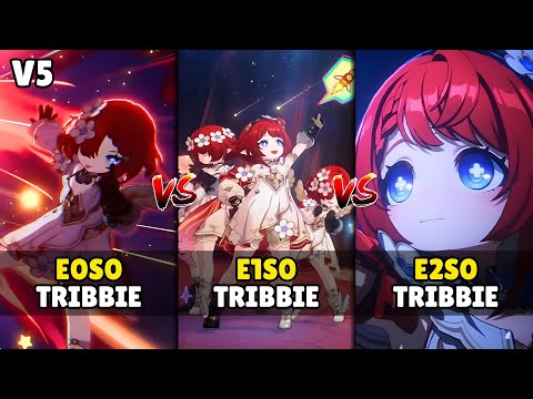 [V5] E0S0 vs E1S0 vs E2S0 Tribbie (ft. DDD Lightcone) | Showcase Comparison | HSR 3.1