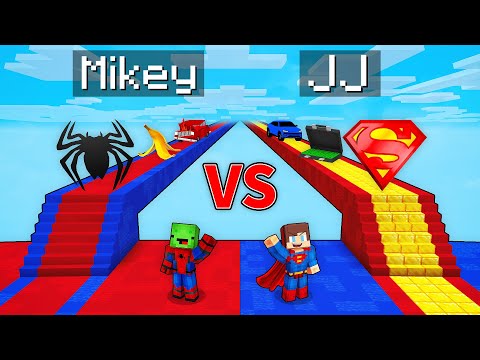 JJ Superman vs Mikey Spider Man Bridge Survive Battle in Minecraft - Maizen