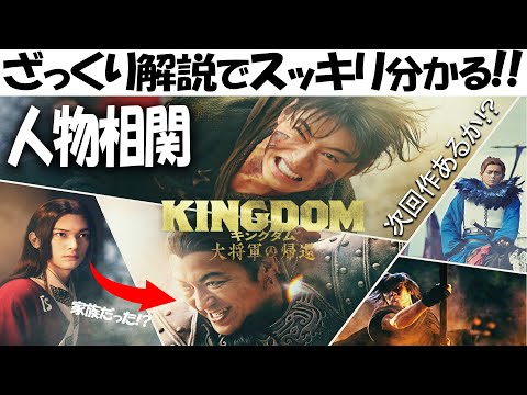 スッキリ分かる!! 映画『キングダム 大将軍の帰還』ざっくり解説!!感想レビュー!! 王騎将軍と摎の関係 人物相関 信：山﨑賢人 嬴政 / 漂：吉沢亮河了貂：橋本環奈