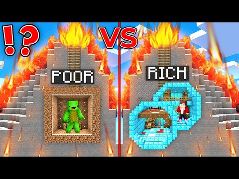 Mikey EMERALD vs JJ DIAMOND House inside VOLCANO Battle in Minecraft Maizen!