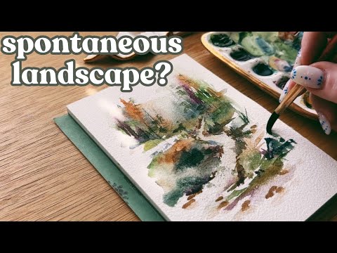 Using spontaneous painting techniques to paint a watercolor landscape with out any planning