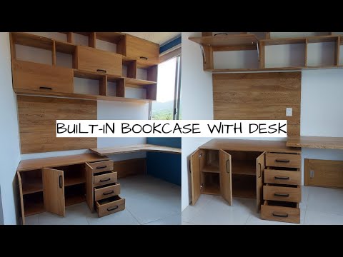 How to Build Custom Bookcases with Built-In Desk