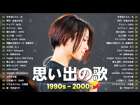 懐かしの j-pop 90年代 2000年代🌸40代から50代が聴きたい懐メロ30選🍒宇多田ヒカル, 中島みゆき, スピッツ, aiko, ZARD