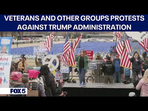 Veterans and other groups protest against Trump Administration policies at National Mall