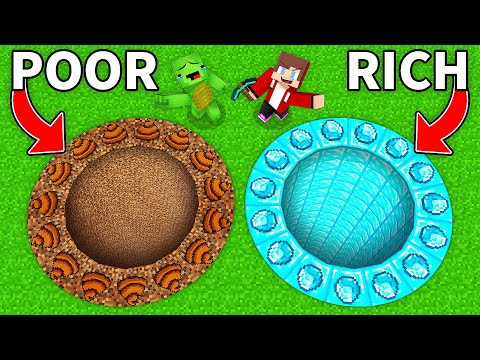 JJ's RICH ROUND Tunnel vs Mikey's POOR ROUND Tunnel Battle in Minecraft - Maizen