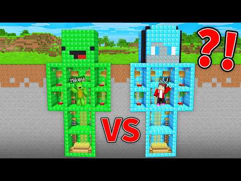 JJ's DIAMOND vs Mikey's EMERALD Secret Underground Base Battle in Minecraft - Maizen