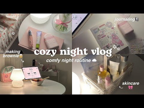 cozy night vlog🍦rewind routine, making brownie, journaling, cozy food, anime, haul and more