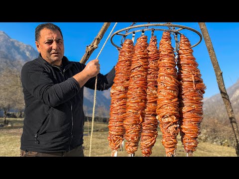 Wound Guts on Skewers cooked in a Tandoor! Young Lamb Meat