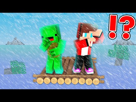 RAFT Vs DEADLY BLIZZARD: Mikey And JJ RAFT Survival In Minecraft - Maizen