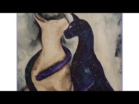 Watercolor: Kira and Simba - Double Exposure | Speedpainting