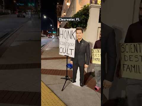 Tom Cruise protesting Scientology ￼