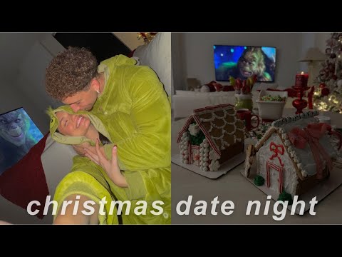 CHRISTMAS DATE NIGHT AT HOME... grinch themed, making gingerbread houses, cooking festive sweets