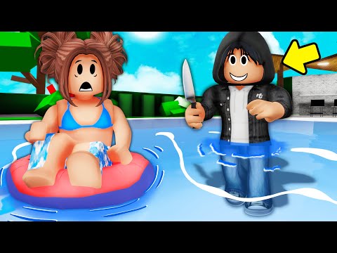 STALKER FOLLOWED US TO THE WATERPARK In Roblox Brookhaven!!