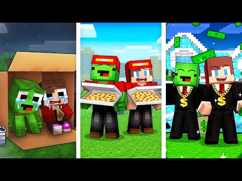 Baby Mikey and Baby JJ from POOR to RICH JOB in Minecraft! (Maizen)