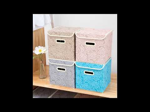 large capacity cotton linen oxford cloth steel frame quilt storage box foldable clear pocket clothes