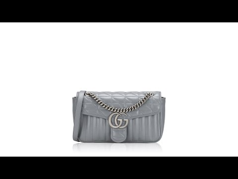 Gucci GG Marmont Matelasse Aria Small Flap Shoulder Bag Deep Grey