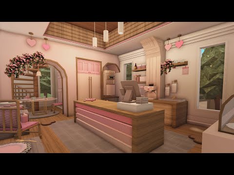 Building a Pink Valentines Cafe in Bloxburg w/ Anix & Faulty