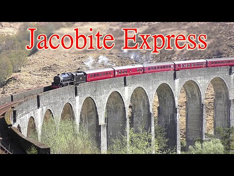 Jacobite Express Steam Train aka The Hogwarts Express at Glenfinnan Viaduct with Great Audio Sounds