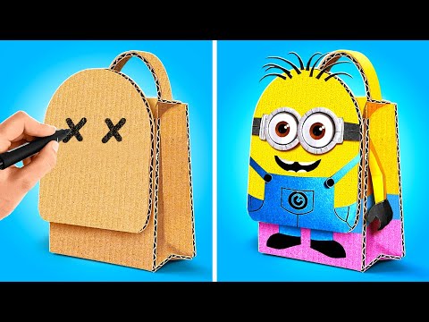 Cardboard Minion Backpack 🎒🍌 *Best Cardboard and ASMR Crafts For You*