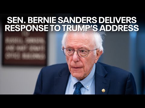 Bernie Sanders delivers remarks after President Trump's address to Congress.