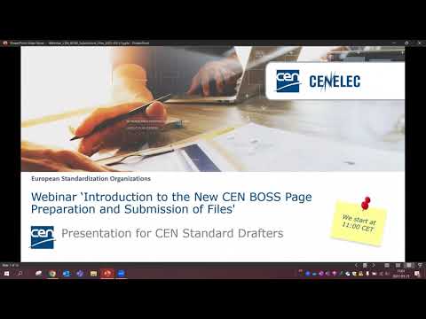 CEN Webinar 'Introduction to the New CEN BOSS Page – Preparation and Submission of Files'