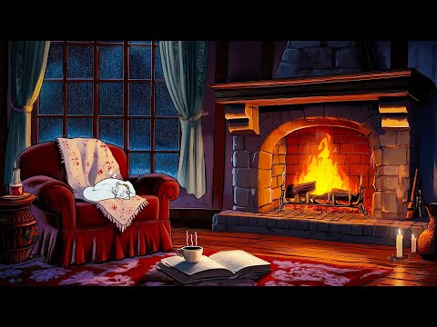 cozy night vibes 🔥 vintage oldies playing in another room for relaxation (fireplace ambience)