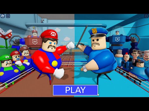 Mario Team Vs Police Team! in BARRY'S PRISON RUN! #roblox