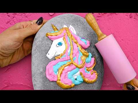 How to Paint Unicorn on STONE 🦄  Easy Relaxing Acrylic Painting