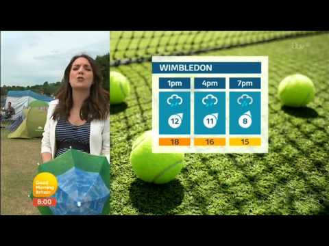 Laura Tobin In Empty Wimbledon Waiting Area GMB Weather 2017 07 11