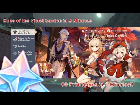 [How to Get Egg Roll Recipe|80 Primogems in 4 Minutes] New Genshin Event, Hues of the Violet Garden