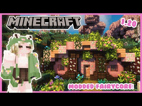 NEW WORLD 🧚‍♀️ Fairycore Starter Hobbit Hole 🌷 EP 1 (Minecraft 1.20 Modded Survival) 🍄