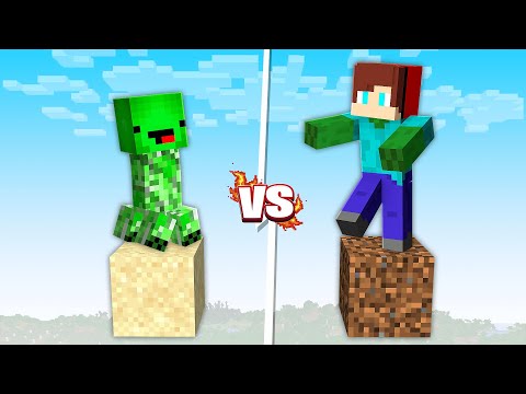 ZOMBIE JJ Vs CREEPER Mikey On ONE BLOCK In Minecraft - Maizen