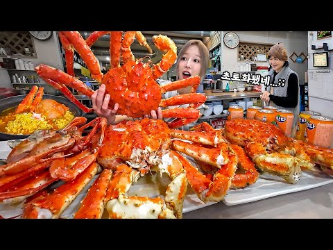 Ate 10kg of King Crab & Seafood! Korean Fish Market! King Crab Ramen & Red Snow Crab Mukbang