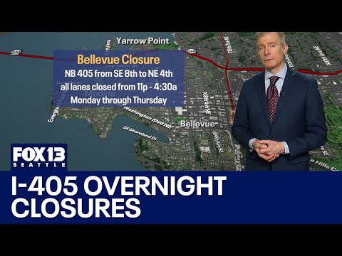 Traffic Alert: NB I-405 closed overnight in Bellevue, WA