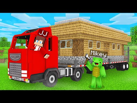 JJ and Mikey Build SECRET BASE Inside TRUCK in Minecraft - Maizen