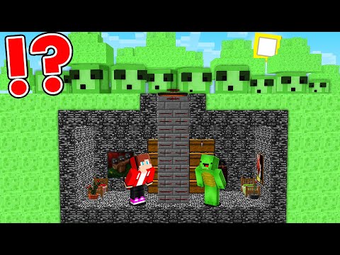 JJ And Mikey Build A BUNKER In SLIME WORLD APOCALYPSE In Minecraft - Maizen